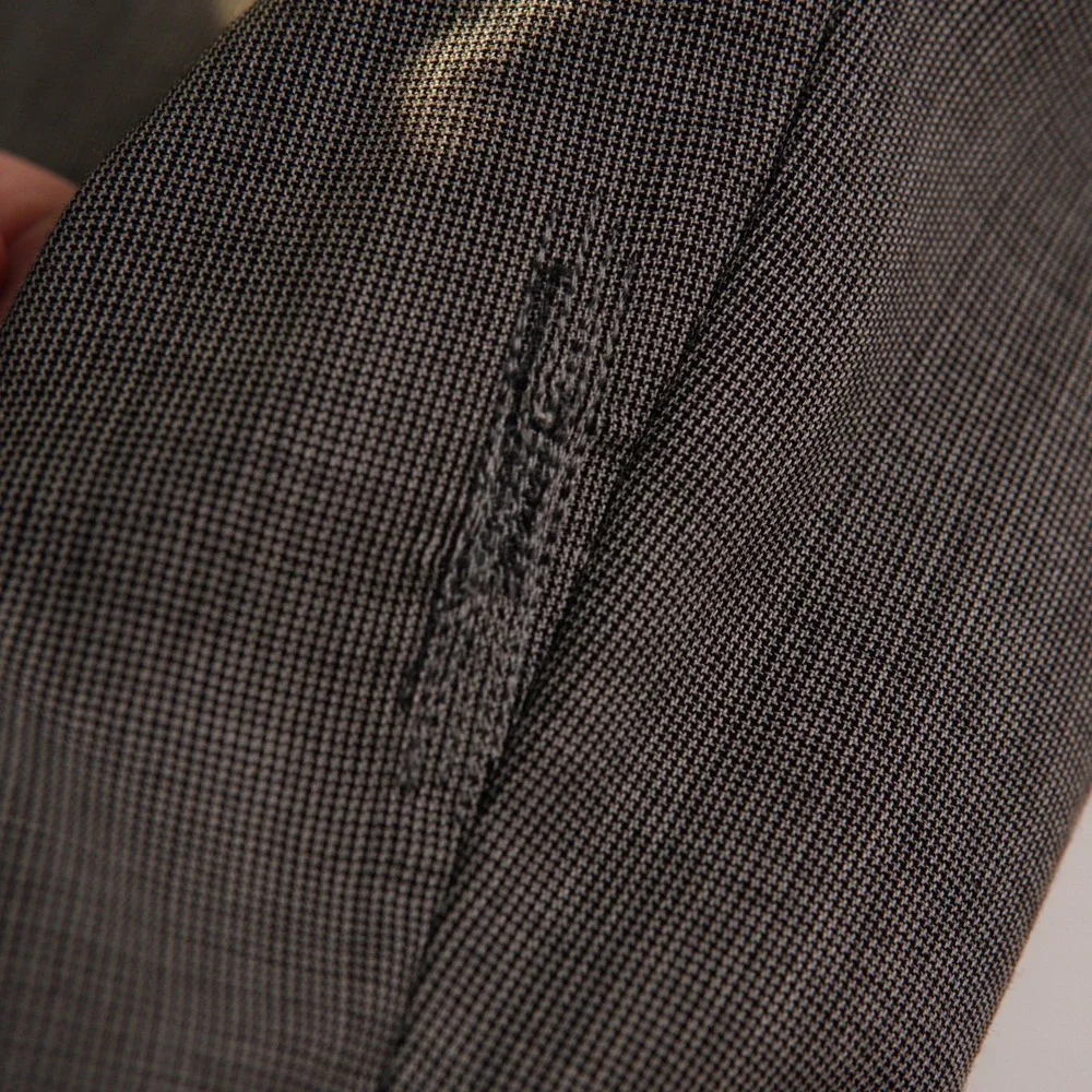 DAMAGED Joseph Jos A Bank Wool Gray Black Check Blazer 38S Tagged 40S Slim Fit